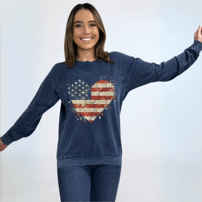 Distressed American Flag Graphic Sweatshirt Made in USA Hoodie with Thumb Holes Functional Cozy