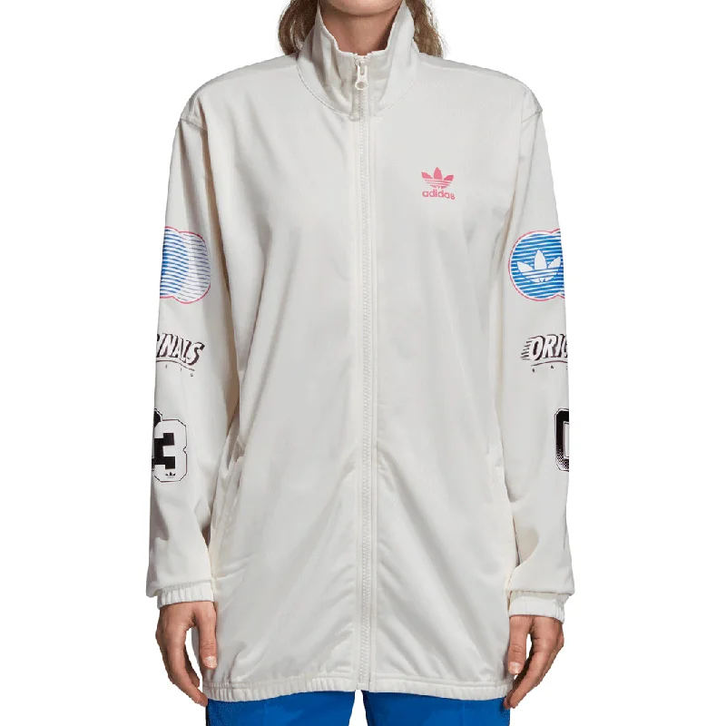 Adidas Originals Women's Athletic Track Jacket Chalk White/Red/Blue Anorak Shell Jacket Lightweight Jacket