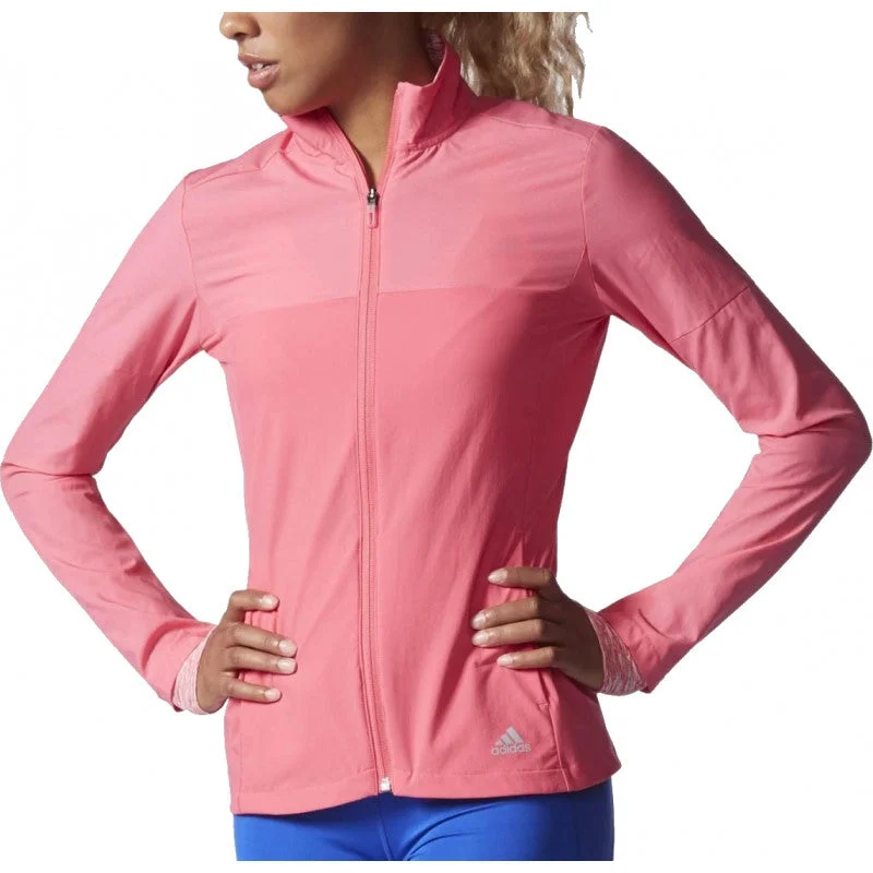 Adidas Women's Running Supernova Storm Jacket Pink Knit Fabric Woven Fabric Fleece Fabric Adidas Women's Running Supernova Storm Jacket Pink Knit Fabric Woven Fabric Fleece Fabric
