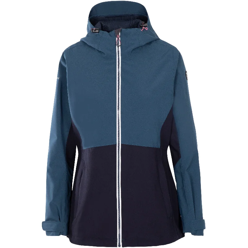 Alfresco Women's Unpadded Waterproof Jacket in Navy Zippered Front Buttoned Front Snap Front