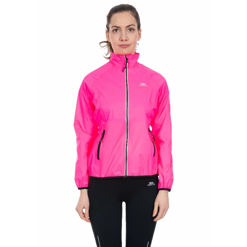 Beaming Womens Unpadded Waterproof Packaway Jacket in High Vis Pink Satin Jacket Silk Jacket Chiffon Jacket