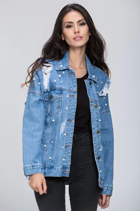 Denim Pearl Detail Jacket Rayon Jacket Velvet Jacket Corduroy Jacket