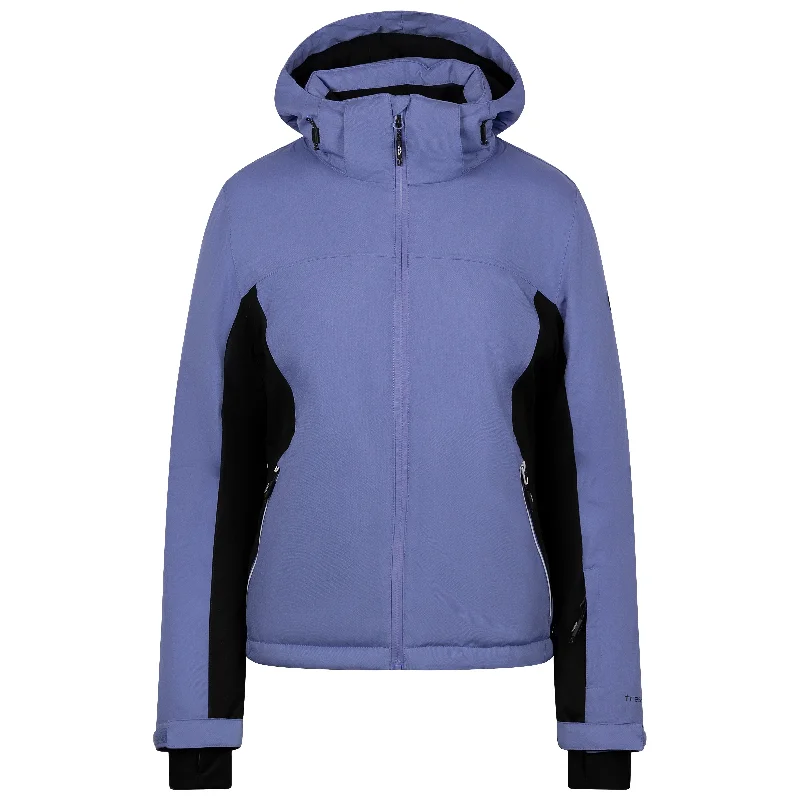 Doris Women's Padded Ski Jacket in Baja Blue Notch Collar Peter Pan Collar Cowl Neck