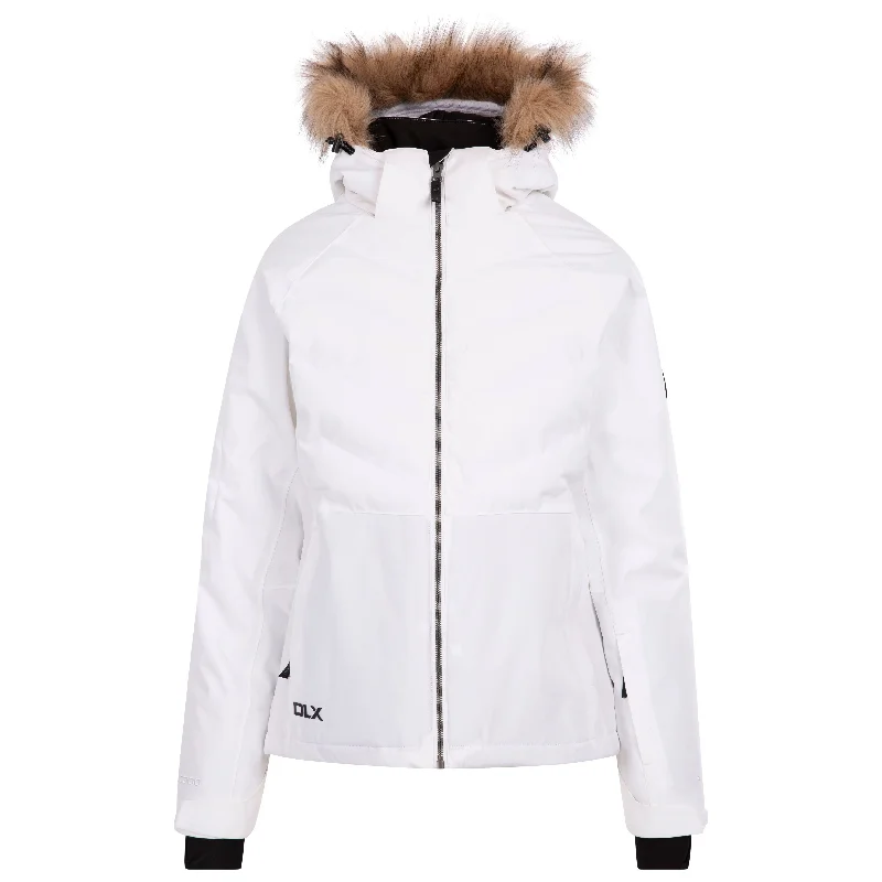 Gaynor DLX Women's Padded Ski Jacket in White Zippered Jacket Buttoned Jacket Snapped Jacket