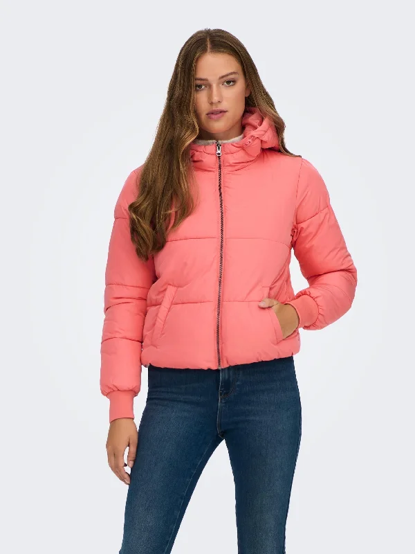 Jacqueline De Yong NEWERICA Hooded Jacket -ROSE Denim Fabric Leather Fabric Suede Fabric