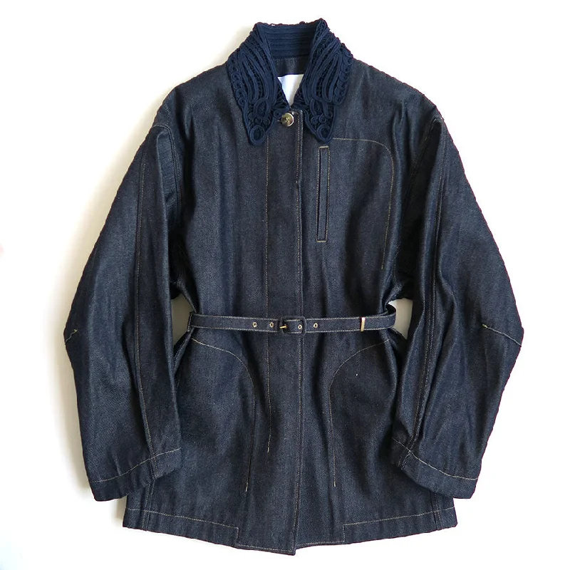 【Mame Kurogouchi/マメ】<br>Cord Embroidery Detail Denim Jacket <br>MM24FW-JK090 Satin Jacket Silk Jacket Chiffon Jacket 【Mame Kurogouchi/マメ】<br>Cord Embroidery Detail Denim Jacket <br>MM24FW-JK090 Satin Jacket Silk Jacket Chiffon Jacket