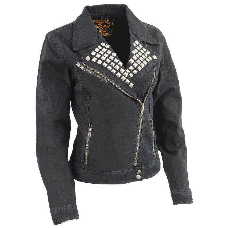 Milwaukee Leather MDL2000 Ladies Black Denim Jacket with Studded Spikes Denim Jacket Leather Jacket Suede Jacket