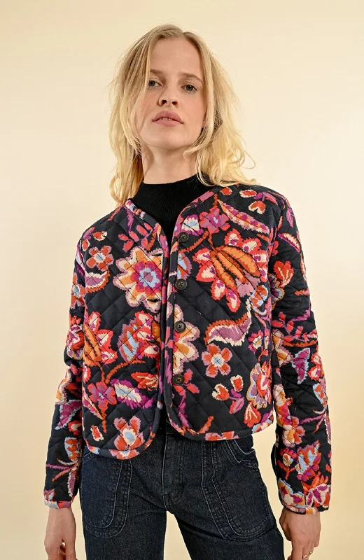 Molly Bracken - Printed Quilted Jacket Oversized Jacket Tailored Jacket Straight Jacket