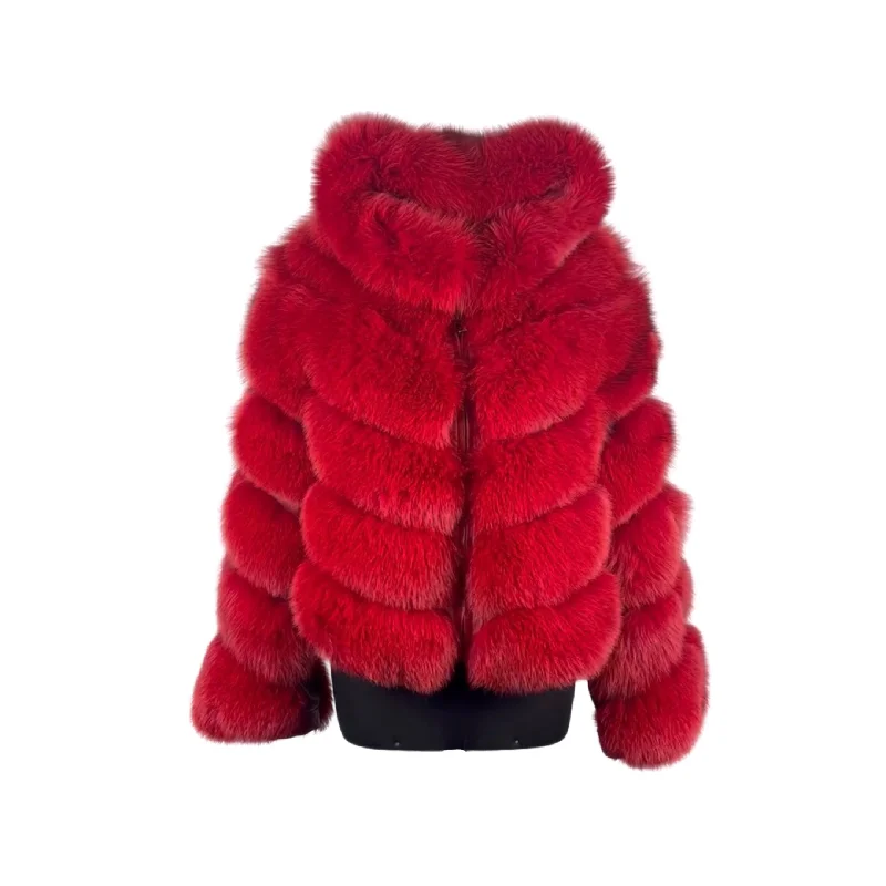 Women's Dyed Red Fox Fur Jacket with detachable sleeves and hood Style # 38 Embroidered Jacket Appliqued Jacket Beaded Jacket Women's Dyed Red Fox Fur Jacket with detachable sleeves and hood Style # 38 Embroidered Jacket Appliqued Jacket Beaded Jacket