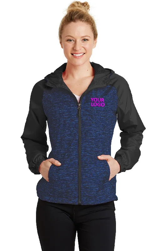 Sport-Tek Ladies Heather Colorblock Customized Raglan Hooded Wind Jackets, True Royal Heather/ Black Fitted Jacket Loose Jacket Oversized Jacket Sport-Tek Ladies Heather Colorblock Customized Raglan Hooded Wind Jackets, True Royal Heather/ Black Fitted Jacket Loose Jacket Oversized Jacket