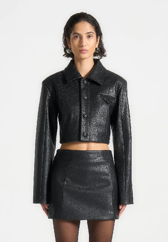 Wide Shoulder Pebbled Leather Jacket - Black Anorak Shell Jacket Lightweight Jacket Wide Shoulder Pebbled Leather Jacket - Black Anorak Shell Jacket Lightweight Jacket