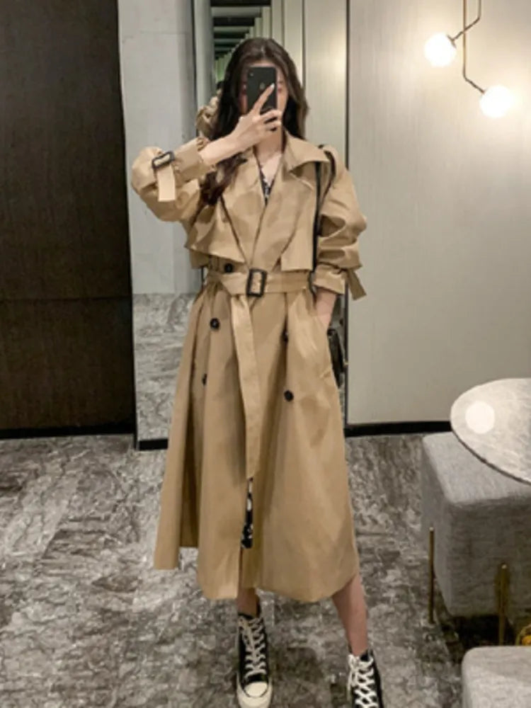 Winter Women's Clothes Solid Lapels, Double-Row Buttons, Long Windbreaker Work Jacket Trench Coat Tops and Overcoat for Women Striped Jacket Polka Dot Jacket Floral Jacket