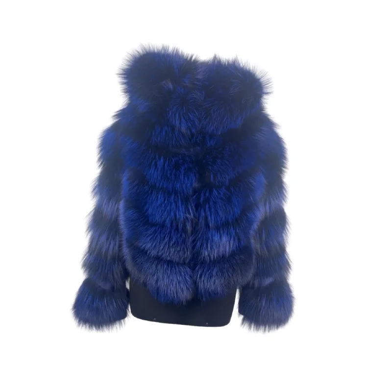 Women's Royal Blue Silver Fox Jacket with Zipper off Sleeves and Hood Style # 38 Satin Fabric Silk Fabric Chiffon Fabric Women's Royal Blue Silver Fox Jacket with Zipper off Sleeves and Hood Style # 38 Satin Fabric Silk Fabric Chiffon Fabric