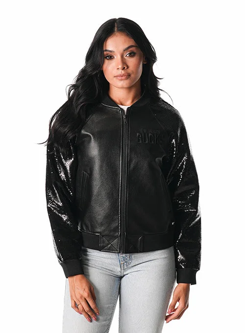 Women's The Wild Collective Faux Leather Sequin Milwaukee Bucks Jacket Appliqued Jacket Beaded Jacket Sequined Jacket Women's The Wild Collective Faux Leather Sequin Milwaukee Bucks Jacket Appliqued Jacket Beaded Jacket Sequined Jacket