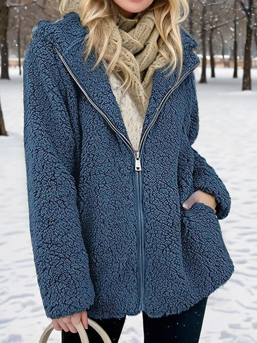 Zip Up Long Sleeve Hooded Jacket with Pockets Snapped Jacket Toggled Jacket Drawstring Jacket Zip Up Long Sleeve Hooded Jacket with Pockets Snapped Jacket Toggled Jacket Drawstring Jacket