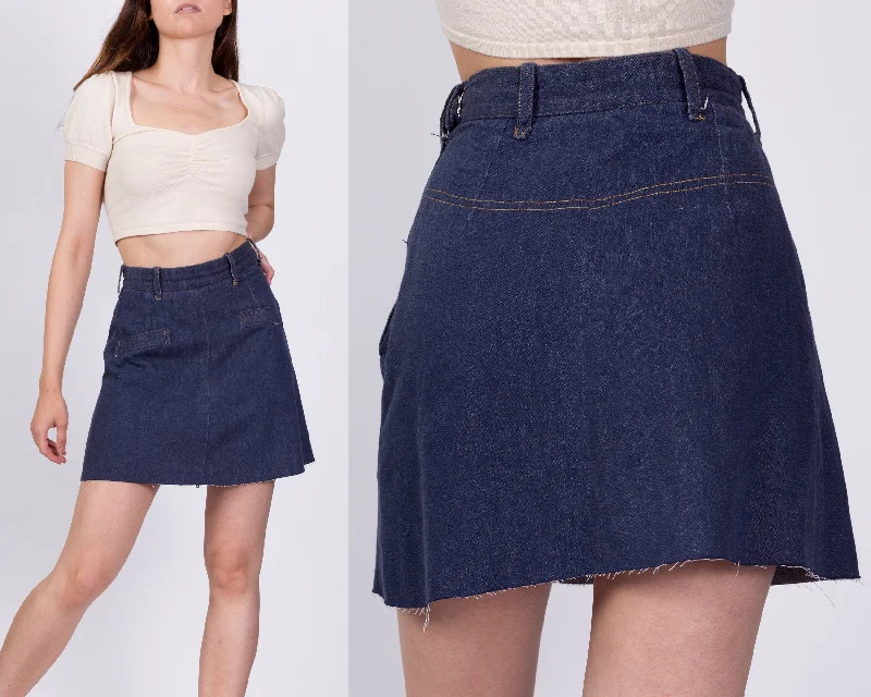 70s Denim A Line Mini Skirt - Extra Small, 23.5" mini skirt trendy