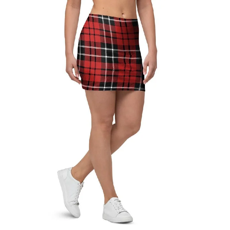 Christmas Red Plaid Scottish Mini Skirt corduroy skirt comfortable