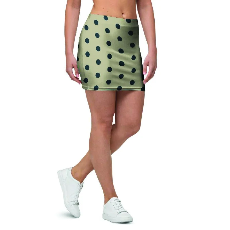 Cream And Black Polka Dot Print Mini Skirt relaxed fit skirt