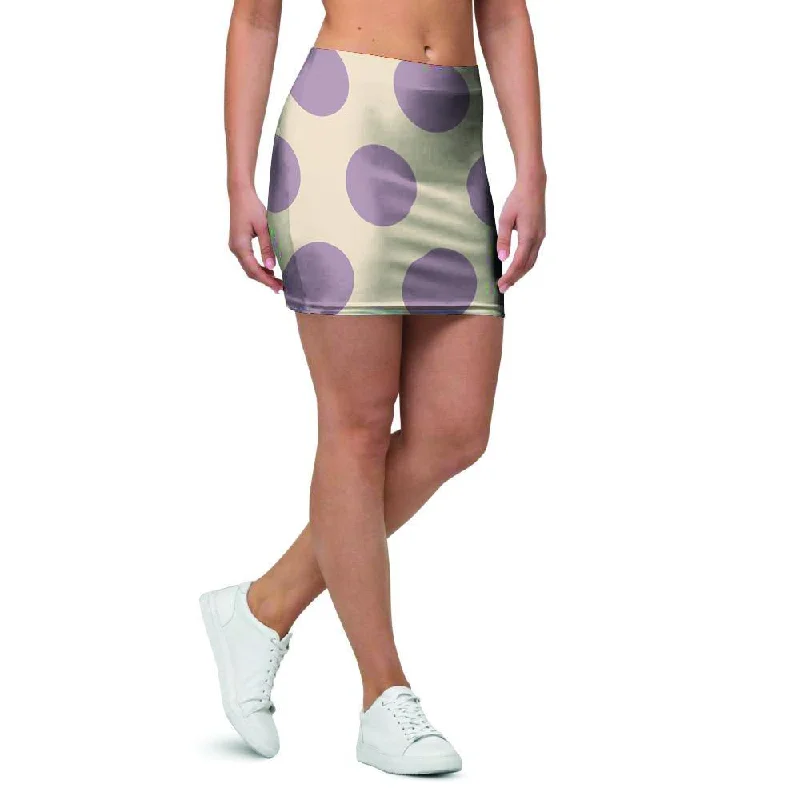 Cream And Brown Polka Dot Mini Skirt lightweight skirt design