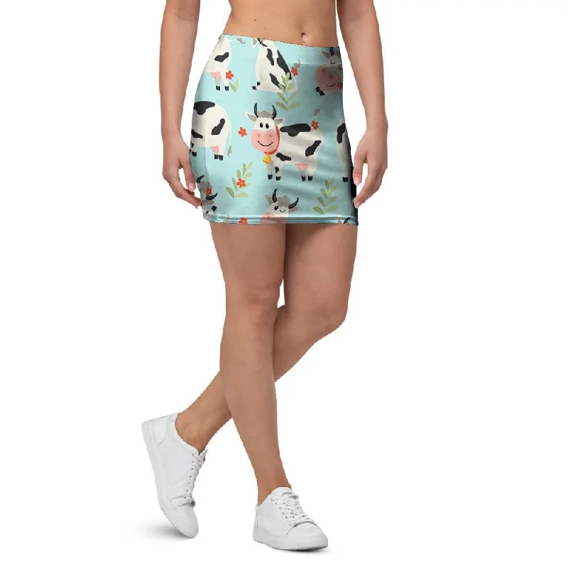 Cute Cow Print Mini Skirt cashmere skirt fine