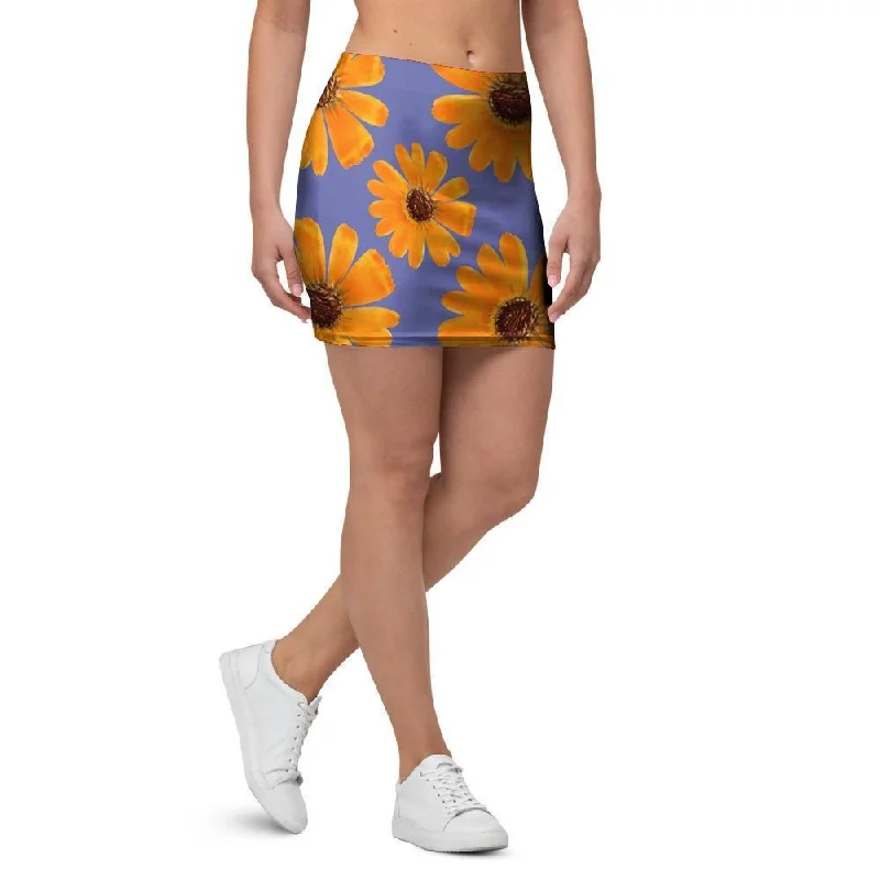 Cute Sunflower Mini Skirt corduroy skirt durable