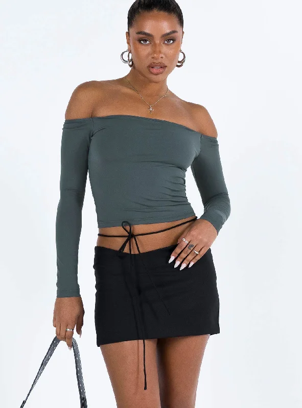 Diez Mini Skirt Licorice zip skirt side