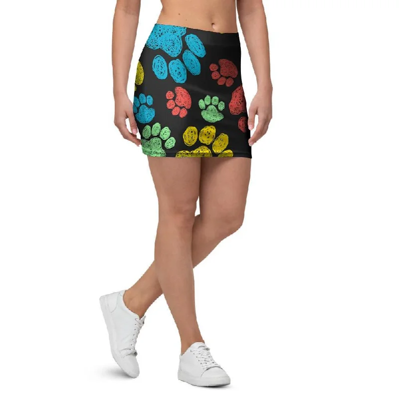 Doodle Paw Mini Skirt chiffon skirt lightweight