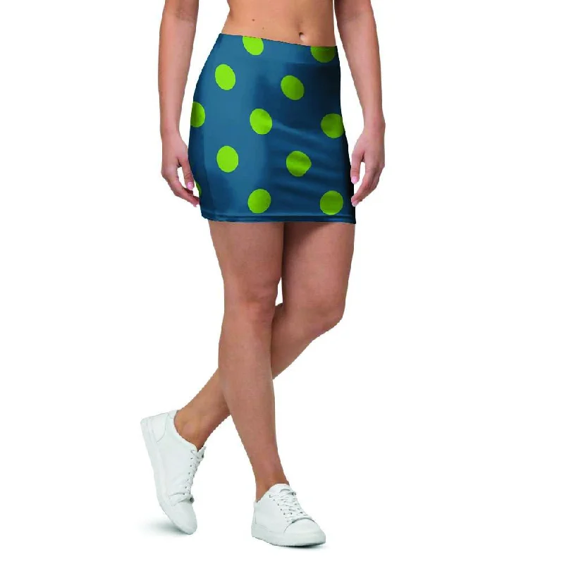 Emerald Green Polka Dot Mini Skirt a-line skirt cut