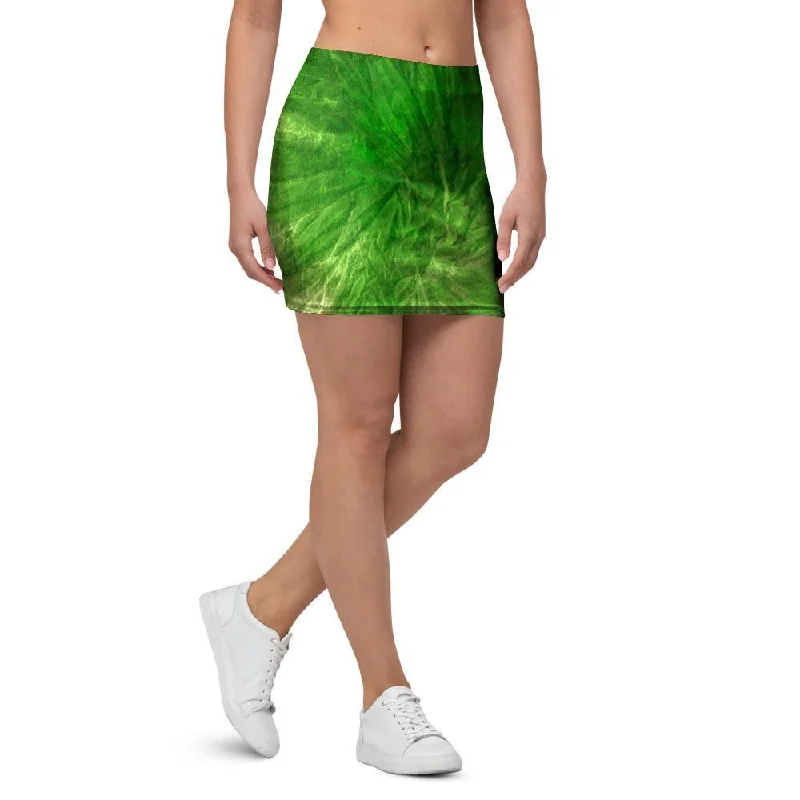 Emerald Green Tie Dye Mini Skirt seamless skirt comfort