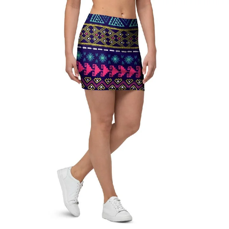 Ethic Aztec Print Mini Skirt leather skirt durable