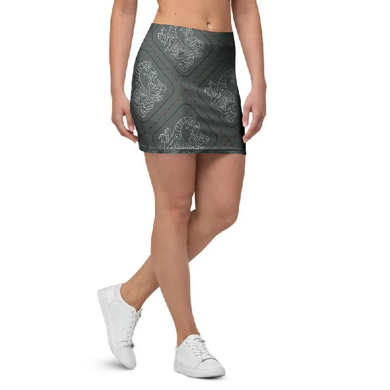 Ethnic Celtic Viking Mini Skirt corduroy skirt textured