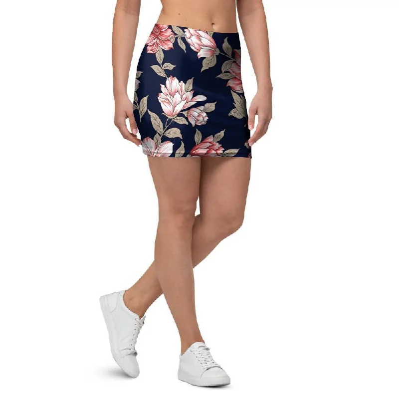 Floral Rose Print Mini Skirt floral skirt print