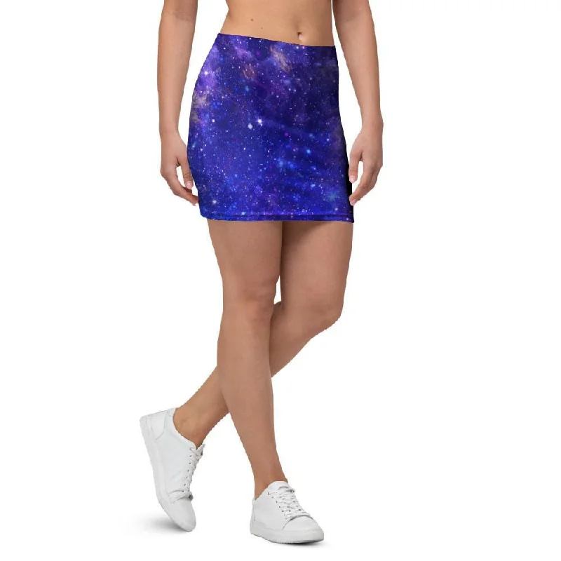 Galaxy Blue Space Mini Skirt velvet skirt glossy