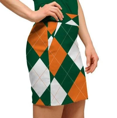 Loudmouth Golf: Womens Skort - Orange & Green Argyle leather skirt modern