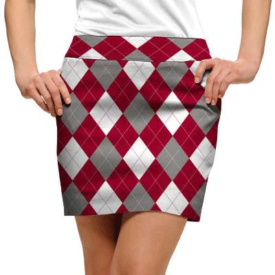 Loudmouth Golf: Women's Skort - Red & Gray & White (Size 2) pleated skirt texture