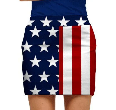 Loudmouth Golf: Women's Skort - Stars & Stripes zip skirt side