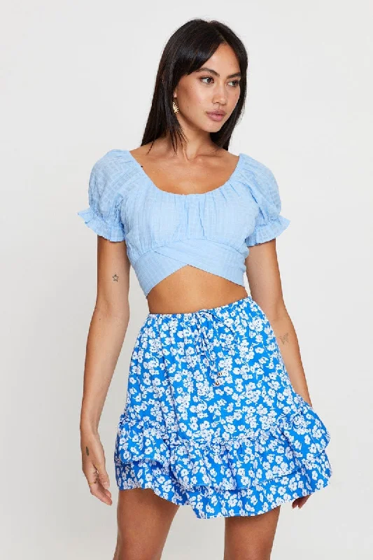 Print Flare Skirt Mini High Rise corduroy skirt durable