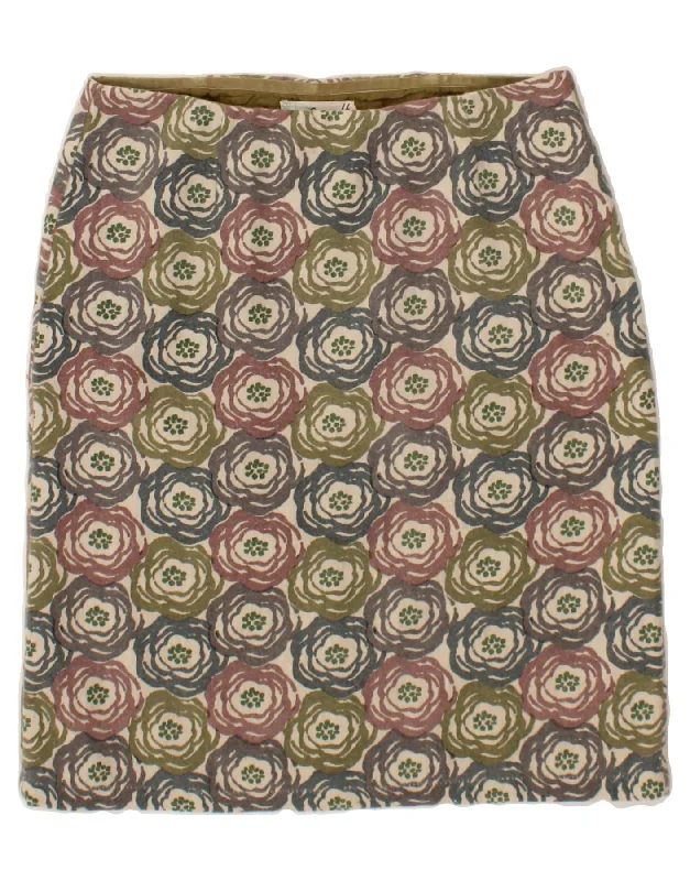 SEASALT Womens Abstract Pattern Straight Skirt UK 10 Small W30 Khaki chiffon skirt floaty