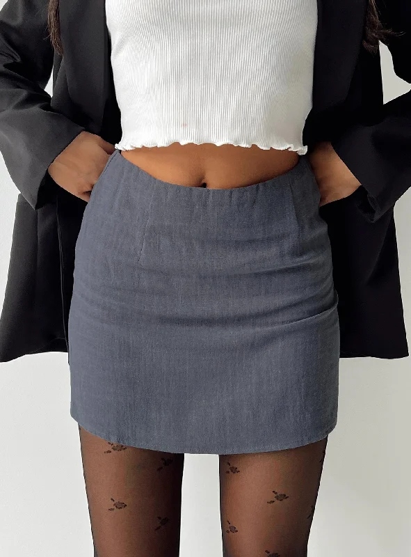 Selby Mini Skirt Grey Petite lace skirt romantic