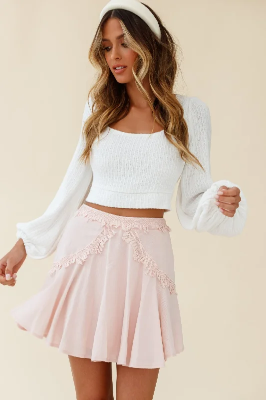 Wildflower Tassel Trim A-line Skirt Pink velvet skirt rich