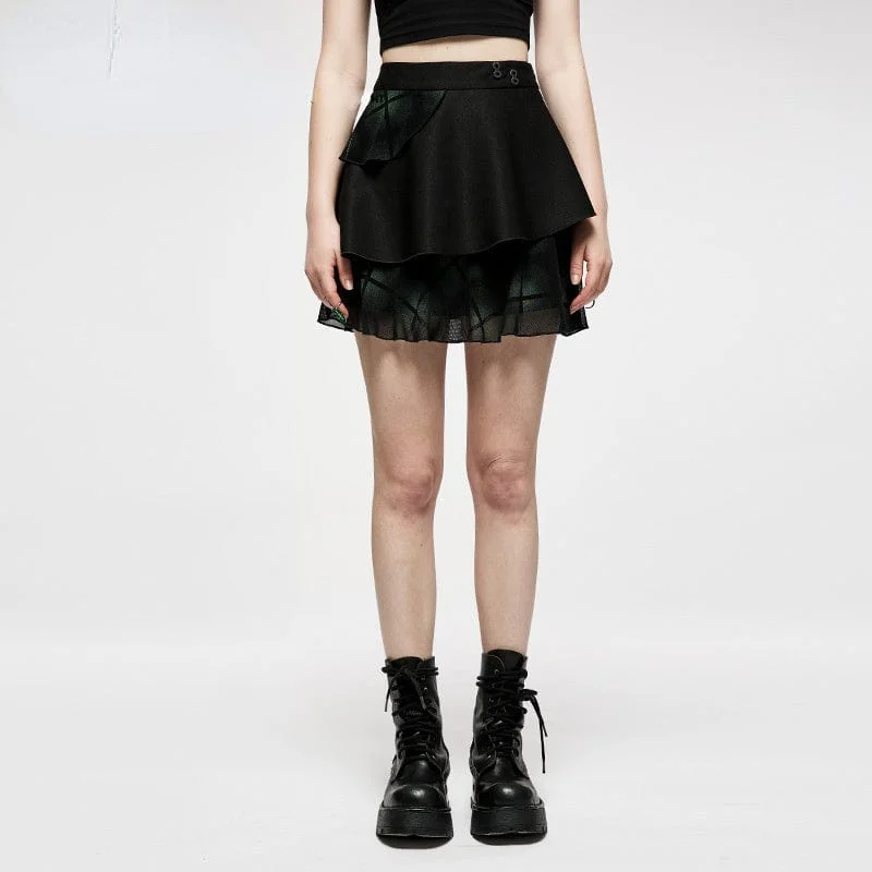 Women's Punk Double-layer A-line Skirt breathable skirt fabric